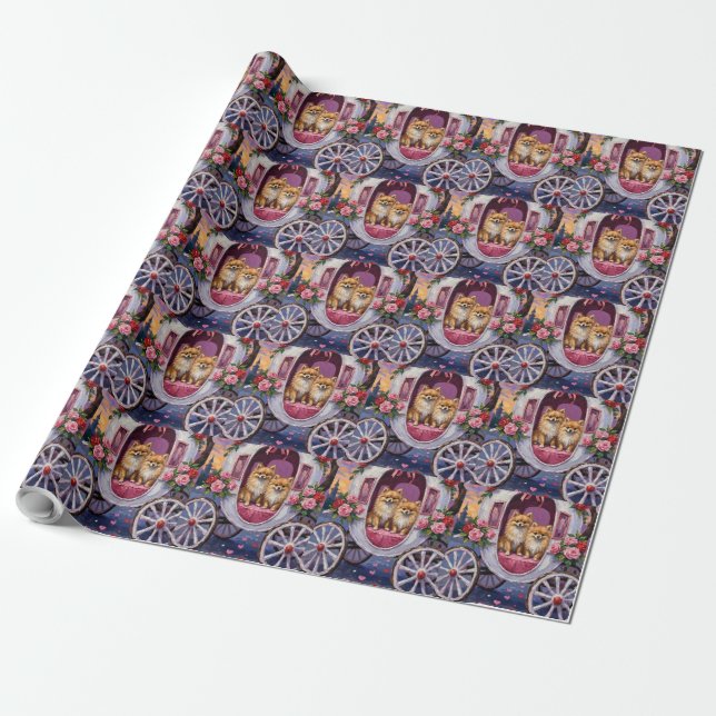 Papel De Presente Cachorro Pomerânia Dia dos Namorados  (Desenrolado)