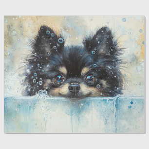 Papel De Presente Cachorro Pomeraniano Bonito na Decoupage da Banhei