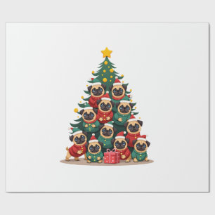 Papel De Presente Cachorro Pug Árvore de Natal Natal Fofo (2)