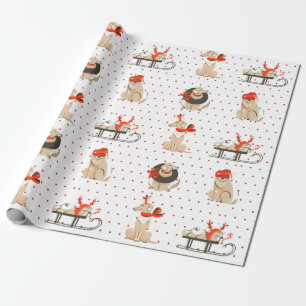 Papel De Presente Cachorro Puppy Red Dot Padrão de natal Papel de on
