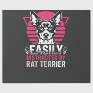 Papel De Presente Cachorro Rat Terrier Fácilmente Distraído Retro
