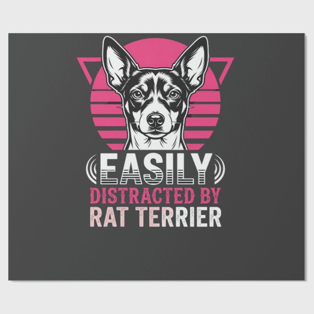 Papel De Presente Cachorro Rat Terrier Fácilmente Distraído Retro (Aberto)
