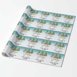 Papel De Presente Cachorro Retriever Dourado Creme Natal Texto Perso