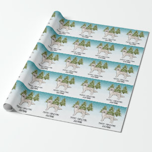 Papel De Presente Cachorro Retriever Dourado Creme Natal Texto Perso