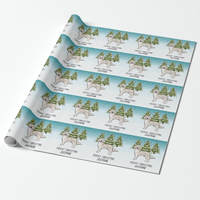 Papel De Presente Cachorro Retriever Dourado Creme Natal Texto Perso (Desenrolado)