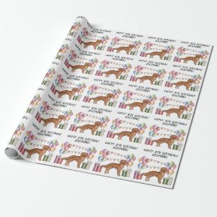 Papel De Presente Cachorro Retriever Dourado Vermelho Aniversário Co