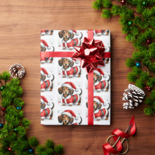 Papel De Presente Cachorro Salsicha Bonito Papai Noel Natal
