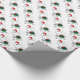 Papel De Presente Cachorro Samoyed Dog Fachado de Natal