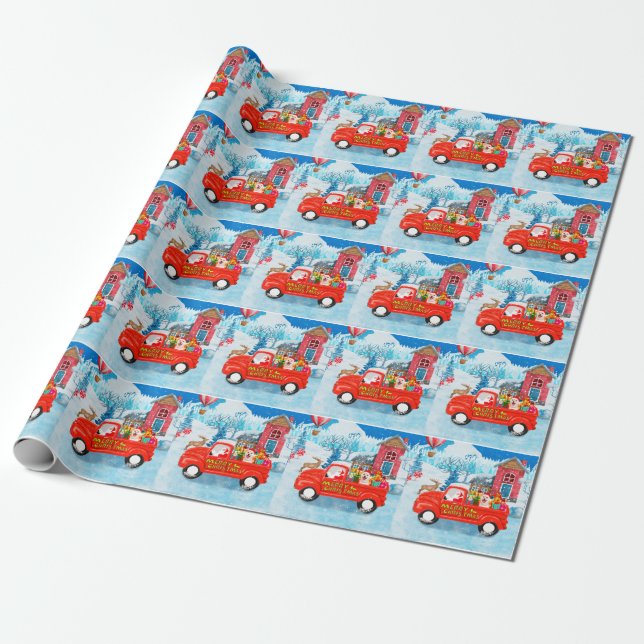 Papel De Presente Cachorro Shiba Inu Caminhão de Entrega de Natal Ne (Desenrolado)