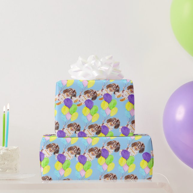 Papel De Presente Cachorro voador indo para o mundo dos sonhos (Presentes para festas)