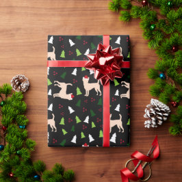Papel De Presente Cachorros Chihuahua em Santa Hats no Natal PRETO