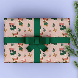 Papel De Presente Cachorros de Natal bonitos com suéteres confortáve