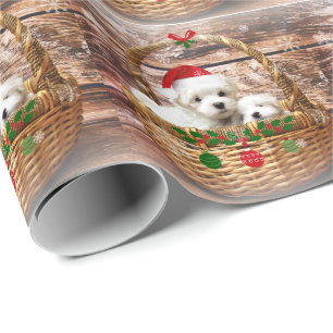 Papel De Presente Cachorros de Natal, design de Natal adorável