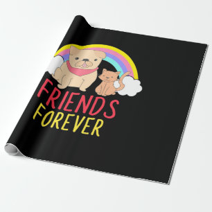Papel De Presente Cachorros E Gatos Amigos Para Sempre