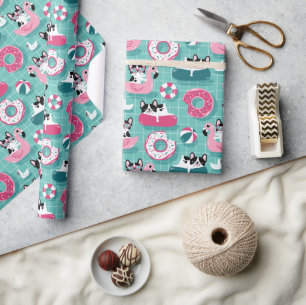 Papel De Presente Cachorros Engraçados No Praia Flamingos