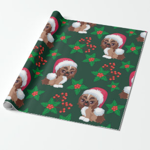 Papel De Presente Cachorros no Chapéu de Santa