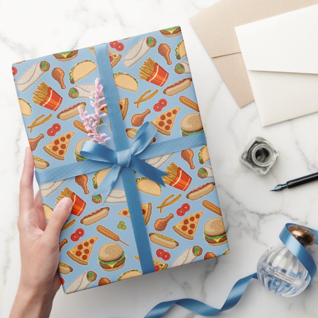 Papel De Presente Cachorros Quentes de Pizza de Comida de Lixo de Co (Presentear)