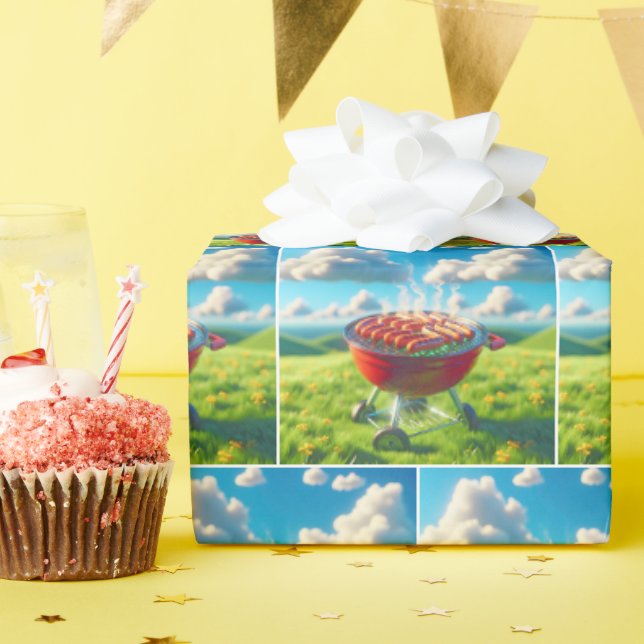 Papel De Presente Cachorros Quentes Fumantes Na Grelha De CHURRASCO (Festa de aniversário)