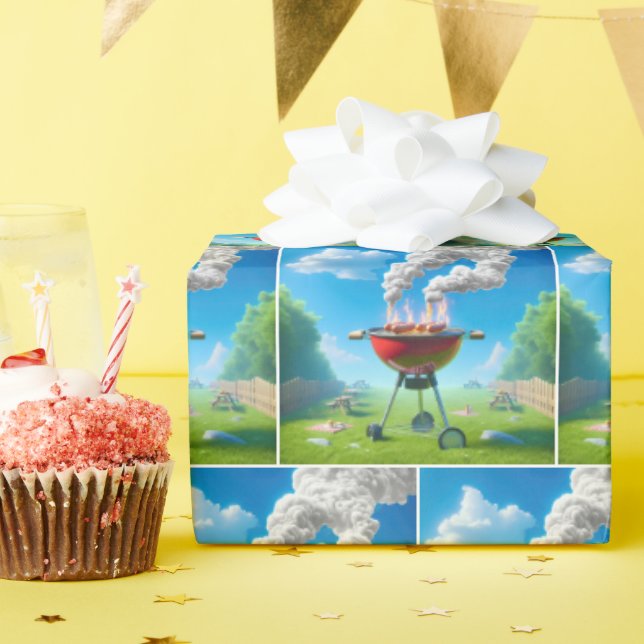 Papel De Presente Cachorros Quentes Fumantes Na Grelha De CHURRASCO (Festa de aniversário)