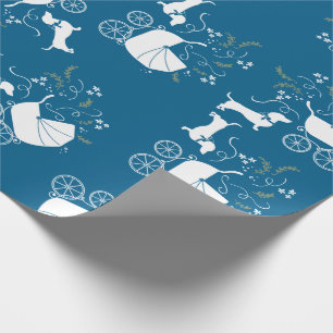 Papel De Presente Cachshund Wiener Chá de fraldas Blue Boy