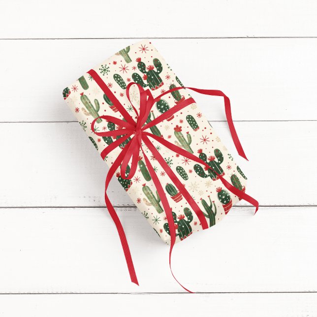 Papel De Presente Cacto de Natal Fofo | Deserto  (Criador carregado)