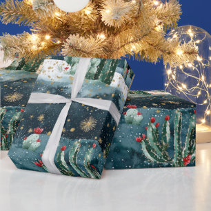 Papel De Presente Cacto Ocidental Cowboy Cowgirl Natal Ocidental
