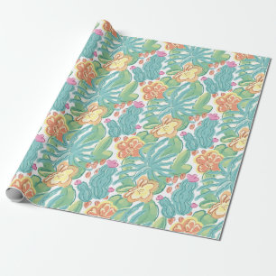 Papel De Presente Cactos e plantas.