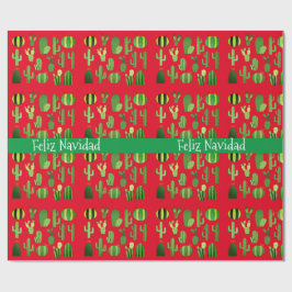 Papel De Presente Cactos em Red Feliz Navidad