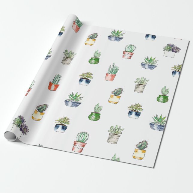 Papel De Presente Cactus com padrão de planadores (Desenrolado)
