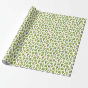Papel De Presente Cactus do Deserto Verde: Sem Costura
