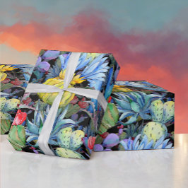 Papel De Presente Cactus e Succults Vibram a Aquarela Sudoeste