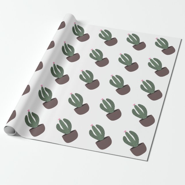 Papel De Presente Cactus no pote (Desenrolado)