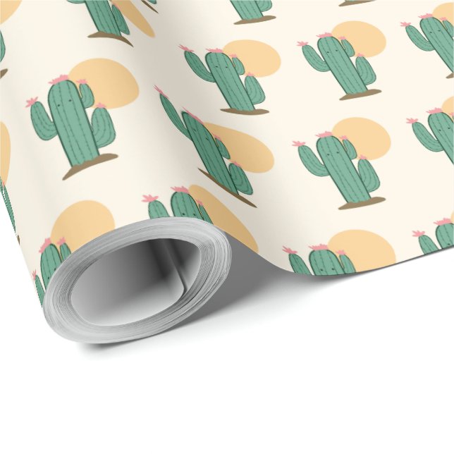 Papel De Presente Cactus Themed Gift Wrappingi Paper (Ponta do rolo)