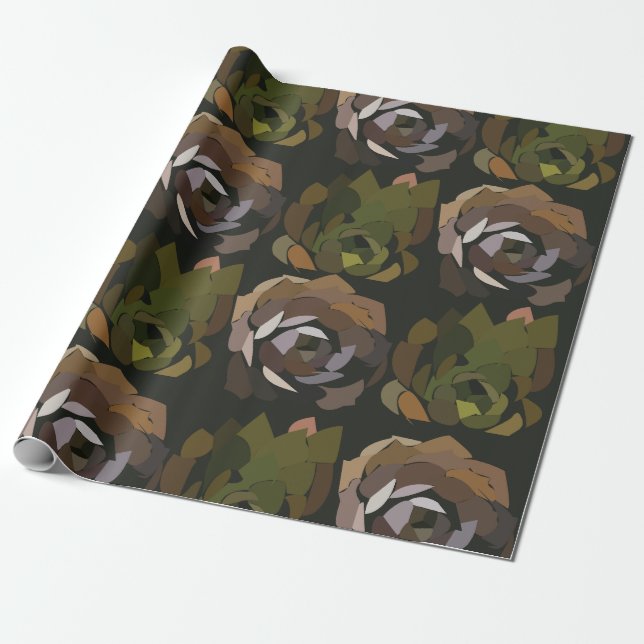 Papel De Presente Cactus Verde Botânico (Desenrolado)