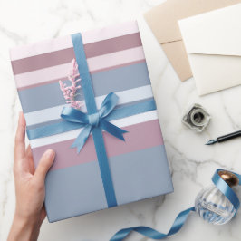 Papel De Presente Cadet Grey and Desaturated Rose Stripes