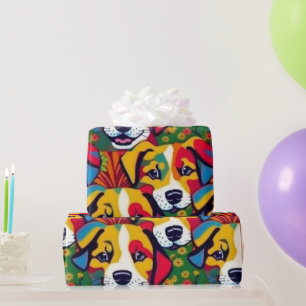 Papel De Presente Cães adoráveis e coloridos cães de estimação