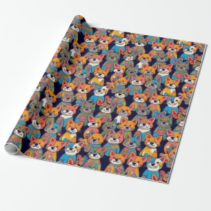 Papel De Presente Cães adoráveis e coloridos cães de estimação