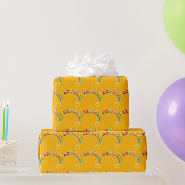 Papel De Presente Cães Balões Andam Um Arco-Íris (Presentes para festas)