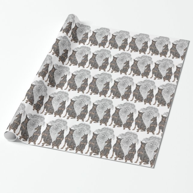 Papel De Presente Cães Black e Tan Doberman (Desenrolado)