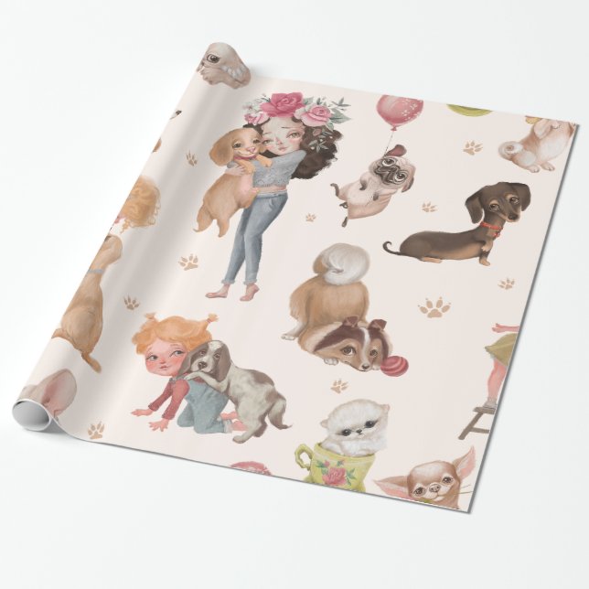 Papel De Presente Cães de Amor (Desenrolado)