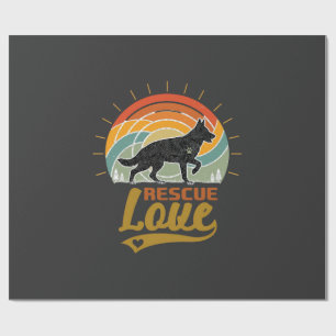 Papel De Presente Cães de Amor de Resgate Árvores do Pôr do Sol Retr