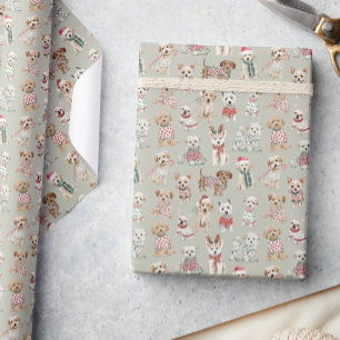Papel De Presente Cães de Natal Adoráveis