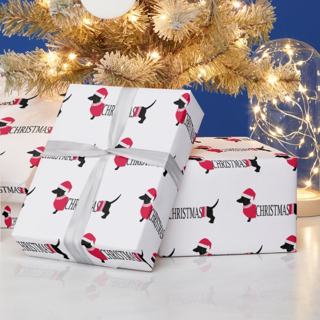Papel De Presente Cães de Natal - Gráfico Gráfico Bonito Dachshakes  (Feriados)