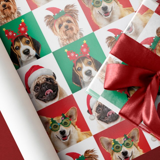 Papel De Presente Cães de Natal Molhando Folhas de Papel (Criador carregado)