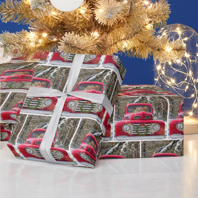 Papel De Presente Cães de ouro para Retriever em Caminhão Retroativo (Feriados)