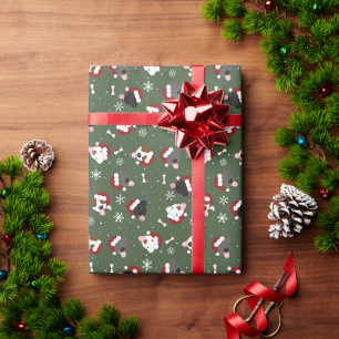Papel De Presente Cães de Papai Noel no Verde