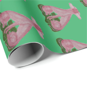 Papel De Presente Cães de Staffordshire cor-de-rosa verde