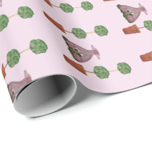 Papel De Presente Cães de Staffordshire, Rosa Verde