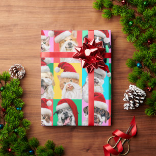Papel De Presente Cães e Gatos com Barba de Papai Noel