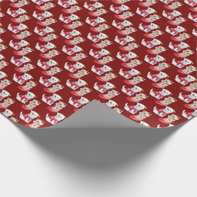 Papel De Presente Cães e Gatos de Natal (Ponta)